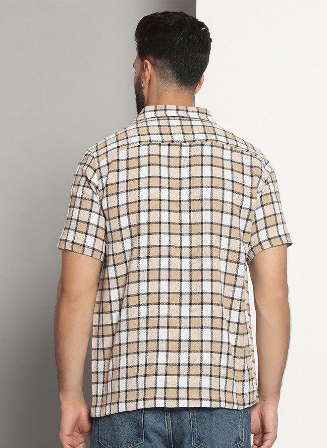 CHIMPAAANZEE Men Tartan Checks Opaque Checked Casual Shirt - Image 5